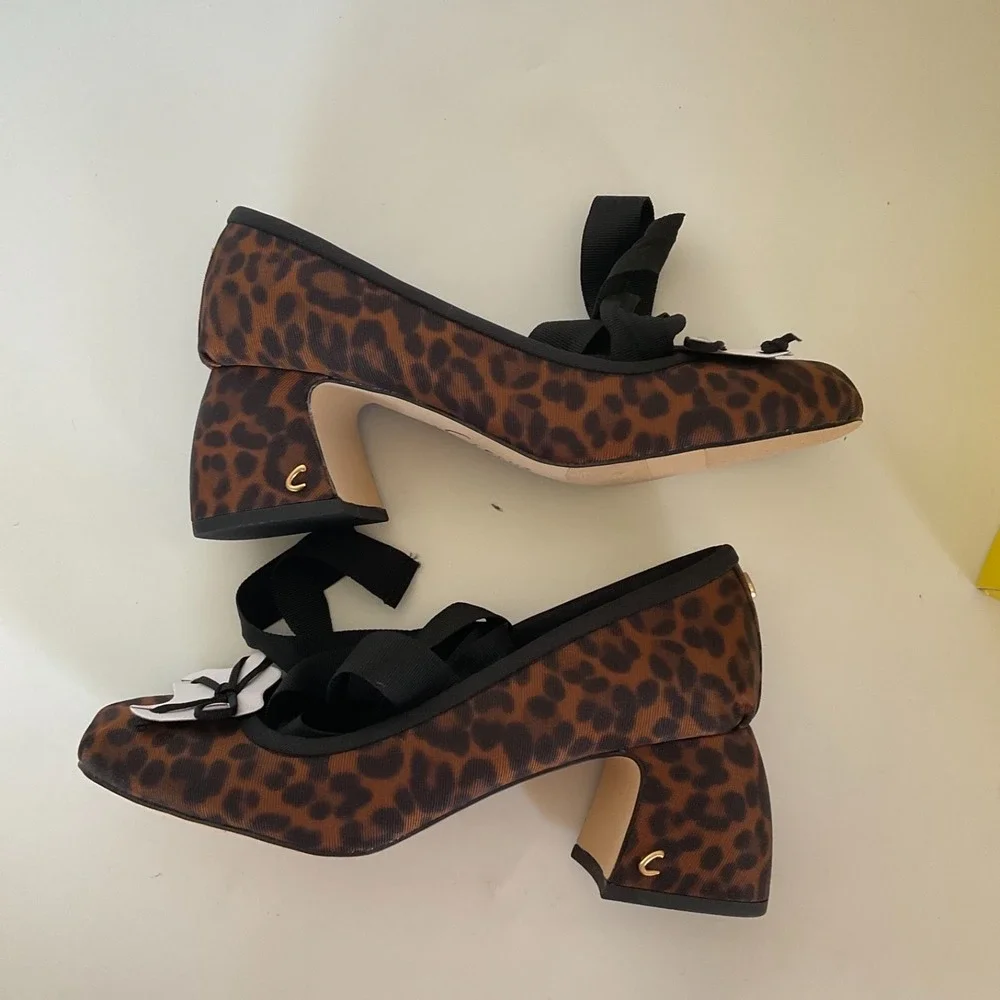 Circus NY by Sam Edelman Della Strappy Chunky Block Heel Natural Leopard Sz 7 - Picture 3 of 12